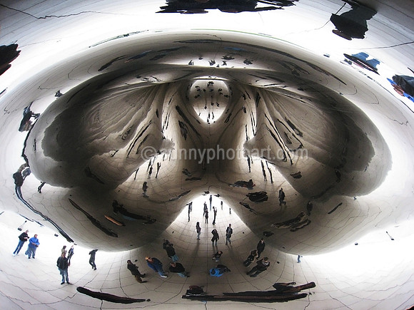 Reflections on "Cloud Gate" Sculpture by Anish Kapoor, Chicago, IL